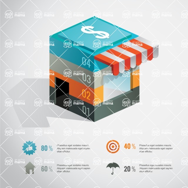 Infographic Templates Collection - Vector, Photoshop, PowerPoint, Google Slides - Shopping Infographic Template with 3D Store